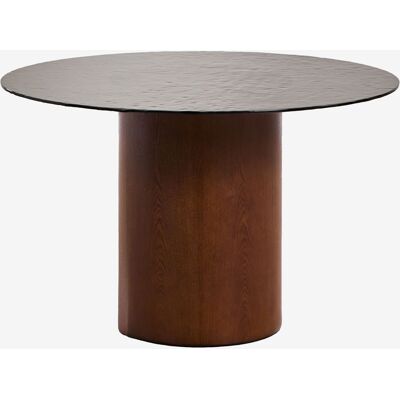 Table De Salle À Manger Ronde Ø120 Cm En Verre Trempé Et Mdf Asgri Sklum Brun Cendré Foncé - Publicité Table De Salle À Manger Ronde Ø120 Cm En Verre Trempé Et Mdf Asgri Sklum Brun Cendré Foncé - Publicité