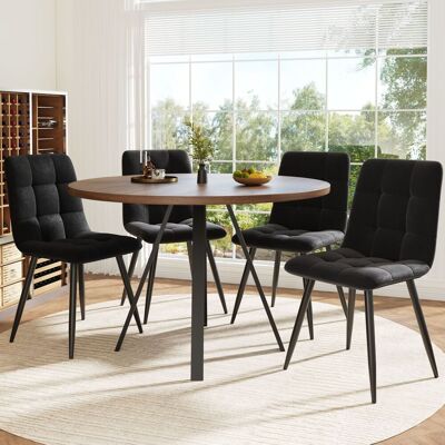 ACKERMAN Ensemble De Salle À Manger (5 Pièces), Table Ronde (80 × 80 × 75 Cm) Avec 4 Chaises, Table Basse Ronde Pour 4 Personnes, Assises En Velours Couleur Noyer, Chaises Noires - Publicité ACKERMAN Ensemble De Salle À Manger (5 Pièces), Table Ronde (80 × 80 × 75 Cm) Avec 4 Chaises, Table Basse Ronde Pour 4 Personnes, Assises En Velours Couleur Noyer, Chaises Noires - Publicité