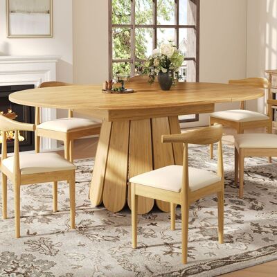 LEMONBEST Table Extensible Ronde 118-158 Cm ,6 Places Pieds Métal Caché Vintage ,mdf,couleur Bois - Publicité LEMONBEST Table Extensible Ronde 118-158 Cm ,6 Places Pieds Métal Caché Vintage ,mdf,couleur Bois - Publicité