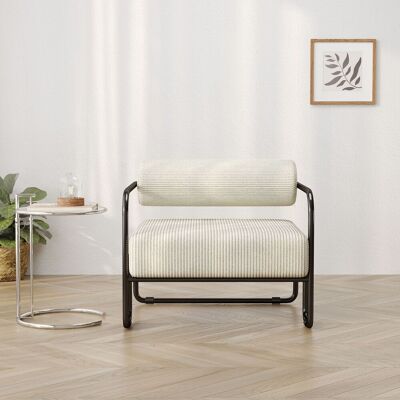 ACKERMAN Chaise-salon Moderne Avec Coulisse Élégante 68.5×73×70.5cm – Revêtement En Corduroy Doux Et Châssis En Métal Noir. Design Minimaliste Pour Salon, Chambre À Coucher Ou Bureau, Beige - Publicité ACKERMAN Chaise-salon Moderne Avec Coulisse Élégante 68.5×73×70.5cm – Revêtement En Corduroy Doux Et Châssis En Métal Noir. Design Minimaliste Pour Salon, Chambre À Coucher Ou Bureau, Beige - Publicité