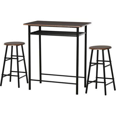 OEM Ensemble Table De Bar Design Industriel + 2 Tabourets Mdf Imitation Bois Noyer Et Métal Noir - Publicité OEM Ensemble Table De Bar Design Industriel + 2 Tabourets Mdf Imitation Bois Noyer Et Métal Noir - Publicité