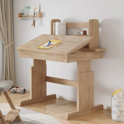 LEMONBEST Bureau Enfant Réglable En Hauteur En Bois Massif Avec Plateau Inclinable Et Support Livre, Table D’étude Dès 6 Ans - Publicité LEMONBEST Bureau Enfant Réglable En Hauteur En Bois Massif Avec Plateau Inclinable Et Support Livre, Table D’étude Dès 6 Ans - Publicité