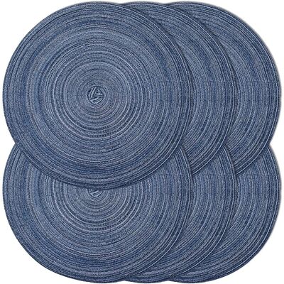 GRASSLIN Lot De 6 Sets De Table Ronds Tressés De 38,1 Cm Pour Tables De Salle À Manger, Sets De Table Tissés Naturels Résistants À La Chaleur (ronds, Bleu)'rond Bleu 6 Pcs'rond Bleu'6 Pcs - Publicité GRASSLIN Lot De 6 Sets De Table Ronds Tressés De 38,1 Cm Pour Tables De Salle À Manger, Sets De Table Tissés Naturels Résistants À La Chaleur (ronds, Bleu)'rond Bleu 6 Pcs'rond Bleu'6 Pcs - Publicité