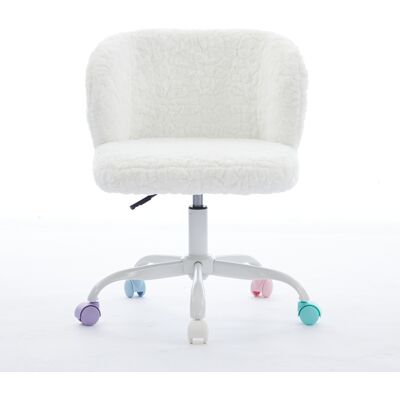 LEMONBEST Chaise De Bureau Fille En Fausse Fourrure Beige Crème, Fauteuil Pivotant Réglable Avec Roulettes Silencieuses, Chambre/bureau - Publicité LEMONBEST Chaise De Bureau Fille En Fausse Fourrure Beige Crème, Fauteuil Pivotant Réglable Avec Roulettes Silencieuses, Chambre/bureau - Publicité