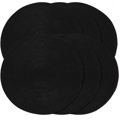 GRASSLIN Lot De 6 Sets De Table Ronds Tressés De 38,1 Cm Pour Tables De Salle À Manger, Sets De Table Tissés Naturels Résistants À La Chaleur (rond, Noir)'noir 6 Pcs'noir'6 Pcs - Publicité GRASSLIN Lot De 6 Sets De Table Ronds Tressés De 38,1 Cm Pour Tables De Salle À Manger, Sets De Table Tissés Naturels Résistants À La Chaleur (rond, Noir)'noir 6 Pcs'noir'6 Pcs - Publicité