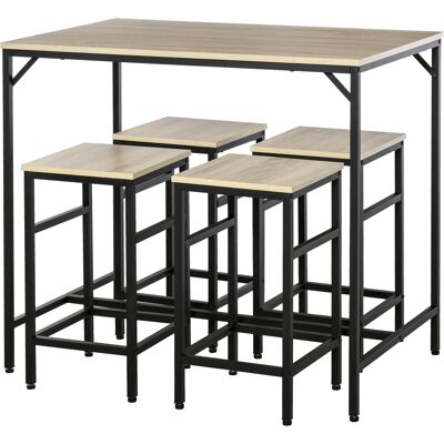 Generic Ensemble Table De Bar Industriel + 4 Tabourets Repose-pieds En Bois Couleur Chêne Clair Cadre En Métal Noir - Publicité Generic Ensemble Table De Bar Industriel + 4 Tabourets Repose-pieds En Bois Couleur Chêne Clair Cadre En Métal Noir - Publicité