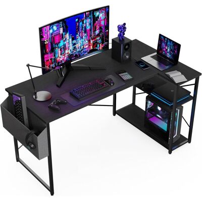 Generic Bureau D'Angle Noir 120 X 70 Cm Avec Étagères - Publicité Generic Bureau D'Angle Noir 120 X 70 Cm Avec Étagères - Publicité