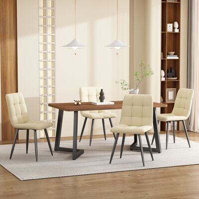ACKERMAN Ensemble De Salle À Manger (5 Pièces), Table Et 4 Chaises, Ensemble De Cuisine Moderne, Table De Cuisine En Bois Veiné Avec Pieds En Métal Noir, Plateau En Mdf Couleur Noyer, Chaises De Salle À Manger - Publicité ACKERMAN Ensemble De Salle À Manger (5 Pièces), Table Et 4 Chaises, Ensemble De Cuisine Moderne, Table De Cuisine En Bois Veiné Avec Pieds En Métal Noir, Plateau En Mdf Couleur Noyer, Chaises De Salle À Manger - Publicité