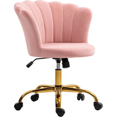 OEM Chaise De Bureau Velours Coiffeuse Dossier Pétale Hauteur Réglable 69x64x80-90 Cm Rose - Publicité OEM Chaise De Bureau Velours Coiffeuse Dossier Pétale Hauteur Réglable 69x64x80-90 Cm Rose - Publicité