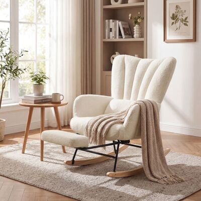 Songmics – Fauteuil Relax Ergonomique Avec Repose-pieds Escamotable – Structure Métal Et Bois D’hévéa – Tissu Peluche Blanc – Poches Latérales Pratiques - Publicité Songmics – Fauteuil Relax Ergonomique Avec Repose-pieds Escamotable – Structure Métal Et Bois D’hévéa – Tissu Peluche Blanc – Poches Latérales Pratiques - Publicité