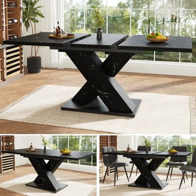 SANS MARQUE Table À Manger Extensible Noire Effet Marbre, Design X Moderne, 4-6 Personnes, Glissière Métal Stable, Cuisine Et Salle À Manger - Publicité SANS MARQUE Table À Manger Extensible Noire Effet Marbre, Design X Moderne, 4-6 Personnes, Glissière Métal Stable, Cuisine Et Salle À Manger - Publicité