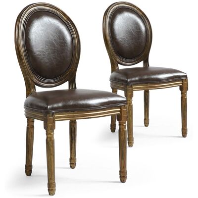MENZZO Lot De 20 Chaises De Style Médaillon Louis Xvi Simili (p.u) Marron Bois Patiné Or - Publicité MENZZO Lot De 20 Chaises De Style Médaillon Louis Xvi Simili (p.u) Marron Bois Patiné Or - Publicité