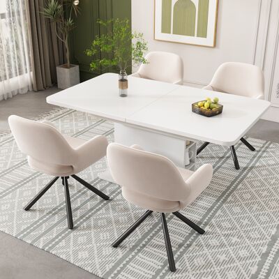 ARRIGONI Ensemble De Salle À Manger Avec Table À Manger Et 4 Chaises, Chaises De Salle À Manger En Tissu Velours, Fauteuils Avec Quatre Pieds En Métal, Table À Manger Extensible Avec Rangement, Table Rectangul - Publicité ARRIGONI Ensemble De Salle À Manger Avec Table À Manger Et 4 Chaises, Chaises De Salle À Manger En Tissu Velours, Fauteuils Avec Quatre Pieds En Métal, Table À Manger Extensible Avec Rangement, Table Rectangul - Publicité