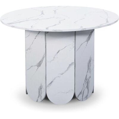 MENZZO Table Ronde Style Japandi Extensible 310cm Tulipa Rallonges Intégrées Effet Marbre Blanc - Publicité MENZZO Table Ronde Style Japandi Extensible 310cm Tulipa Rallonges Intégrées Effet Marbre Blanc - Publicité