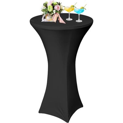 GRASSLIN 1 Housse De Table Ronde Extensible 60x110cm Noir Pour Cocktail Mariage Bar - Publicité GRASSLIN 1 Housse De Table Ronde Extensible 60x110cm Noir Pour Cocktail Mariage Bar - Publicité