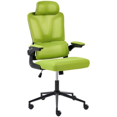 BELIANI Chaise De Bureau Moderne Similicuir En Tissu Et Dossier En Maille Hauteur Et Accoudoirs Réglables Pivotante 360° Inclinable Vert Kryos - Publicité BELIANI Chaise De Bureau Moderne Similicuir En Tissu Et Dossier En Maille Hauteur Et Accoudoirs Réglables Pivotante 360° Inclinable Vert Kryos - Publicité