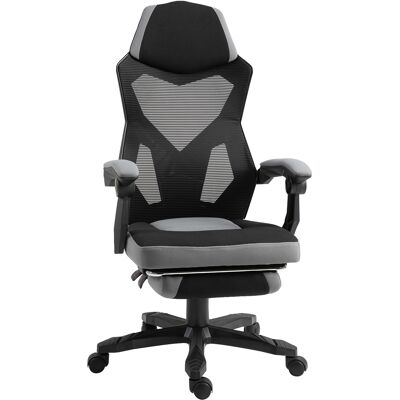 OEM Chaise De Bureau Fauteuil Gaming Hauteur Réglable Dossier Roulettes Pivotantes Repose-pied Tissu En Maille 58l X 63l X 112-122h Cm Gris Noir - Publicité OEM Chaise De Bureau Fauteuil Gaming Hauteur Réglable Dossier Roulettes Pivotantes Repose-pied Tissu En Maille 58l X 63l X 112-122h Cm Gris Noir - Publicité