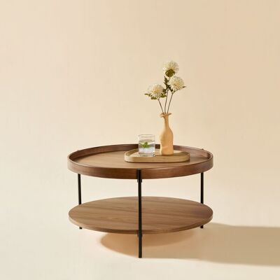 ACKERMAN Table Basse Avec Design À 2 Niveaux En Plateau, Ronde, En Bois Massif Et Métal, En 3 Couleurs : Frêne Naturel / Noyer / Noir, Combinable Avec Table D'Appoint Assortie (69x69x38cm) - Publicité ACKERMAN Table Basse Avec Design À 2 Niveaux En Plateau, Ronde, En Bois Massif Et Métal, En 3 Couleurs : Frêne Naturel / Noyer / Noir, Combinable Avec Table D'Appoint Assortie (69x69x38cm) - Publicité