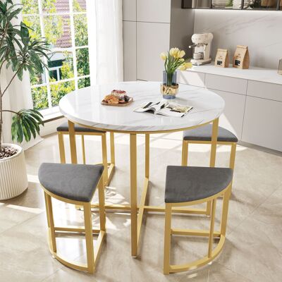 ACKERMAN Ensemble Table Et Chaises De Salle À Manger, Avec Plateau En Mdf Et Structure En Fer Doré, Chaise En Velours, Style Moderne Et Luxueux, Gris - Publicité ACKERMAN Ensemble Table Et Chaises De Salle À Manger, Avec Plateau En Mdf Et Structure En Fer Doré, Chaise En Velours, Style Moderne Et Luxueux, Gris - Publicité