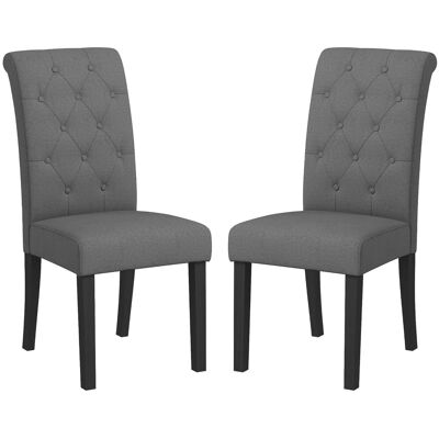 OEM Lot De 2 Chaises De Salle À Manger Chaise De Cuicine Grand Confort Pieds En Bois Lin 47 X 61 X 101 Cm Gris Foncé - Publicité OEM Lot De 2 Chaises De Salle À Manger Chaise De Cuicine Grand Confort Pieds En Bois Lin 47 X 61 X 101 Cm Gris Foncé - Publicité