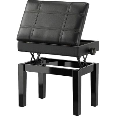 ARRIGONI Banquette Tabouret Siège Pour Piano Coffre Intégré Hauteur Réglable Bois Hévéa Assise Revêtement Synthétique Noir - Publicité ARRIGONI Banquette Tabouret Siège Pour Piano Coffre Intégré Hauteur Réglable Bois Hévéa Assise Revêtement Synthétique Noir - Publicité