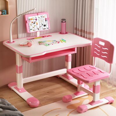 Wilitto Bureau D'Étude Pour Enfants Chaises Ensemble, Hauteur Réglable, Chaise Ergonomique, Lampe De Bureau Led Et Pupitre De Lecture Inclinable, 73 Cm X 70 Cm X 46 Cm, Rose - Publicité Wilitto Bureau D'Étude Pour Enfants Chaises Ensemble, Hauteur Réglable, Chaise Ergonomique, Lampe De Bureau Led Et Pupitre De Lecture Inclinable, 73 Cm X 70 Cm X 46 Cm, Rose - Publicité