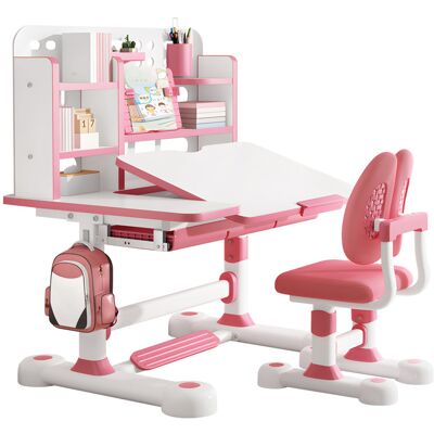 Wilitto Bureau D'Étude Pour Enfants Chaises Ensemble, Plateau Inclinable À 50°, Réglable En Hauteur, Capacité De Charge Jusqu'à 300 Kg, 119 X 80 X 56 Cm, Rose - Publicité Wilitto Bureau D'Étude Pour Enfants Chaises Ensemble, Plateau Inclinable À 50°, Réglable En Hauteur, Capacité De Charge Jusqu'à 300 Kg, 119 X 80 X 56 Cm, Rose - Publicité