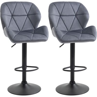 ARRIGONI Lot De 2 Tabourets De Bar Hauteur Réglable Base Métal Assise Velours Tabourets De Cuisine Hauts Pivotants Avec Dossier Et Repose-pieds 51.5x57.5x93-114.5cm Gris - Publicité ARRIGONI Lot De 2 Tabourets De Bar Hauteur Réglable Base Métal Assise Velours Tabourets De Cuisine Hauts Pivotants Avec Dossier Et Repose-pieds 51.5x57.5x93-114.5cm Gris - Publicité