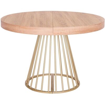 MENZZO Table Ronde Extensible Soare Chêne Clair Pieds Or - Publicité MENZZO Table Ronde Extensible Soare Chêne Clair Pieds Or - Publicité
