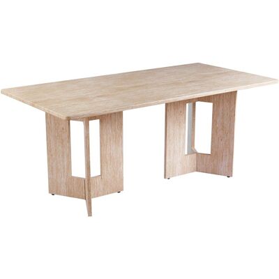 MENZZO Table À Manger Rectangulaire Roselia 90x180cm Effet Travertin Beige - Publicité MENZZO Table À Manger Rectangulaire Roselia 90x180cm Effet Travertin Beige - Publicité