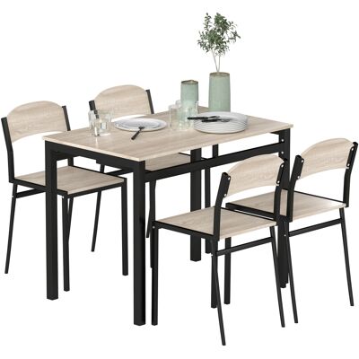 OEM Ensemble Table À Manger 5 Pièces, 4 Chaises, Plateau Mdf, Couleur Chêne, Piétement Métal Noir - Publicité OEM Ensemble Table À Manger 5 Pièces, 4 Chaises, Plateau Mdf, Couleur Chêne, Piétement Métal Noir - Publicité