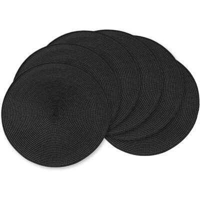 GRASSLIN Lot De 6 Sets De Table Ronds Tressés De 38,1 Cm Pour Tables De Salle À Manger En Polypropylène Tissé Résistant À La Chaleur (noir)'noir 4 Uk'noir'4 Uk - Publicité GRASSLIN Lot De 6 Sets De Table Ronds Tressés De 38,1 Cm Pour Tables De Salle À Manger En Polypropylène Tissé Résistant À La Chaleur (noir)'noir 4 Uk'noir'4 Uk - Publicité