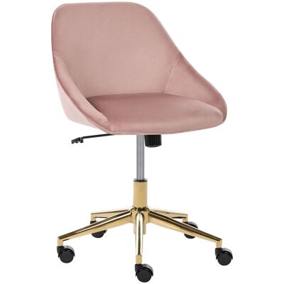 BELIANI Chaise De Bureau En Velours Réglable Pivotant Pieds Dorés Siège Rose Bardsdale - Publicité BELIANI Chaise De Bureau En Velours Réglable Pivotant Pieds Dorés Siège Rose Bardsdale - Publicité