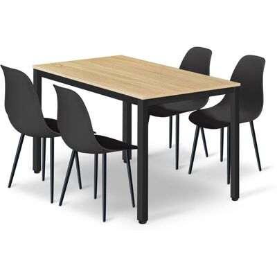 AKORD Ensemble Repas - Leobert - Tessa - Chêne/noir - 120 X 60 Cm - 5 Pièces - Publicité AKORD Ensemble Repas - Leobert - Tessa - Chêne/noir - 120 X 60 Cm - 5 Pièces - Publicité