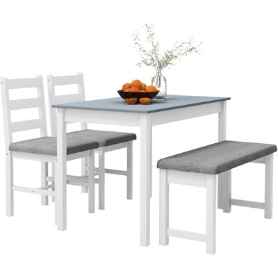 ACKERMAN Homcom Ensemble De Repas, Table À Manger Avec 2 Chaises Rembourrées, Banc, Ensemble De Table À Manger 4 Pièces, Ensemble De Salle À Manger Aspect Lin, Bois De Pin, Gris, Blanc - Publicité ACKERMAN Homcom Ensemble De Repas, Table À Manger Avec 2 Chaises Rembourrées, Banc, Ensemble De Table À Manger 4 Pièces, Ensemble De Salle À Manger Aspect Lin, Bois De Pin, Gris, Blanc - Publicité