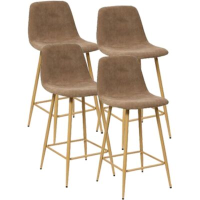 Pegane – Lot De 4 Tabourets De Bar En Velours Côtelé Taupe – Hauteur D'Assise 65 Cm – Charge Maximale 110 Kg – Montage Facile - Publicité Pegane – Lot De 4 Tabourets De Bar En Velours Côtelé Taupe – Hauteur D'Assise 65 Cm – Charge Maximale 110 Kg – Montage Facile - Publicité