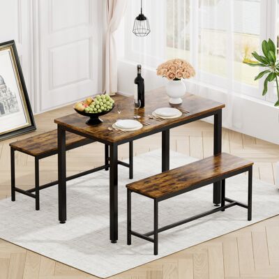 ACKERMAN Ensemble De Table À Manger, Table De Bar Avec 2 Bancs De Repas, Table De Cuisine Avec Chaises, Table De Petit-déjeuner Industrielle Pour Cuisine, Salon, Salle De Réception, Brun Rustique Et Noir, 1106 - Publicité ACKERMAN Ensemble De Table À Manger, Table De Bar Avec 2 Bancs De Repas, Table De Cuisine Avec Chaises, Table De Petit-déjeuner Industrielle Pour Cuisine, Salon, Salle De Réception, Brun Rustique Et Noir, 1106 - Publicité