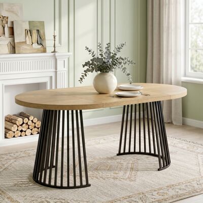 LEMONBEST Table À Manger Extensible 100-176x100x76 Cm, 4-8 Personnes, Design Télescopique, Plateau Épais, Style Minimaliste, Chêne Et Noir - Publicité LEMONBEST Table À Manger Extensible 100-176x100x76 Cm, 4-8 Personnes, Design Télescopique, Plateau Épais, Style Minimaliste, Chêne Et Noir - Publicité