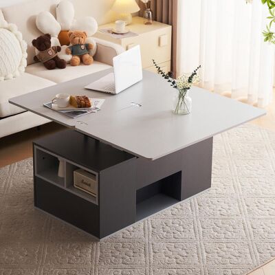 OEM Table Basse Multifonctionnelle Relevable - Plateau Dépliable En 2 Tables, Gris Foncé + Gris Clair, Grande Capacité, Mobilier De Salon Moderne, Table D'Appoint/table De Salle À Manger/bureau - Publicité OEM Table Basse Multifonctionnelle Relevable - Plateau Dépliable En 2 Tables, Gris Foncé + Gris Clair, Grande Capacité, Mobilier De Salon Moderne, Table D'Appoint/table De Salle À Manger/bureau - Publicité