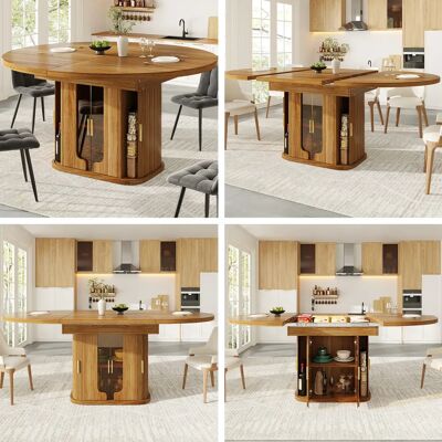 SANS MARQUE Table À Manger Extensible Ronde Noyer, Table De Cuisine/salle À Manger, Extensible En Ovale 118-158 Cm, Portes En Verre, 6 Personnes - Publicité SANS MARQUE Table À Manger Extensible Ronde Noyer, Table De Cuisine/salle À Manger, Extensible En Ovale 118-158 Cm, Portes En Verre, 6 Personnes - Publicité