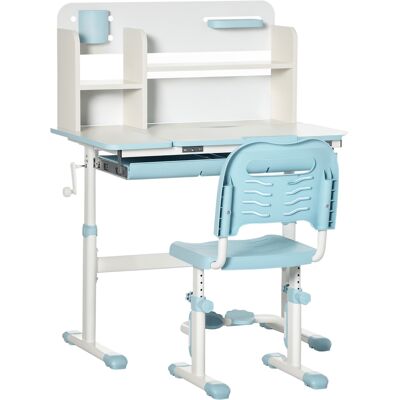 ARRIGONI Set Bureau Et Chaise Enfant Reglable Table Inclinable 60 Degres Avec Tiroir Et Etageres Bleu - Publicité ARRIGONI Set Bureau Et Chaise Enfant Reglable Table Inclinable 60 Degres Avec Tiroir Et Etageres Bleu - Publicité