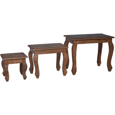 DESIGN IN Table Gigogne 3 Pcs Marron Bois Massif D'Acajou - Publicité DESIGN IN Table Gigogne 3 Pcs Marron Bois Massif D'Acajou - Publicité