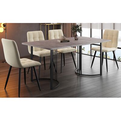 MIDUODUO Ensemble Salle À Manger 5 Pièces,table 140×80cm Plateau Mdf Gris Pieds Métalliques Noirs Et 4 Chaises Velours Beige. Publicité MIDUODUO Ensemble Salle À Manger 5 Pièces,table 140×80cm Plateau Mdf Gris Pieds Métalliques Noirs Et 4 Chaises Velours Beige. Publicité