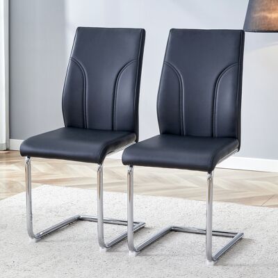 ACKERMAN Chaises De Salle À Manger En Matière Pu Noire, Lot De 2. Pieds De Chaise En Métal Argenté. Adaptées Pour Bureaux, Restaurants, Cuisines, Salles De Conférence Et Autres Environnements. Publicité ACKERMAN Chaises De Salle À Manger En Matière Pu Noire, Lot De 2. Pieds De Chaise En Métal Argenté. Adaptées Pour Bureaux, Restaurants, Cuisines, Salles De Conférence Et Autres Environnements. Publicité