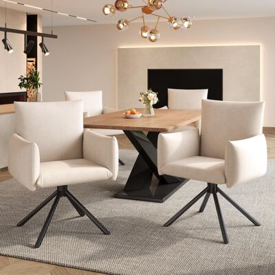 OEM Ensemble De 4 Chaises De Salle À Manger, Fauteuil Rembourré Avec 4 Pieds En Métal, Chaise Pivotante À 360°, Chaise De Salon/chambre, Chaise De Bureau, Soutien Lombaire, Velours, Beige - Publicité OEM Ensemble De 4 Chaises De Salle À Manger, Fauteuil Rembourré Avec 4 Pieds En Métal, Chaise Pivotante À 360°, Chaise De Salon/chambre, Chaise De Bureau, Soutien Lombaire, Velours, Beige - Publicité