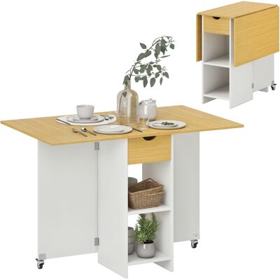 ARRIGONI Table De Salle A Manger Pliante Pour 2-4 Personnes Avec Tiroir Et Etageres Chene - Publicité ARRIGONI Table De Salle A Manger Pliante Pour 2-4 Personnes Avec Tiroir Et Etageres Chene - Publicité
