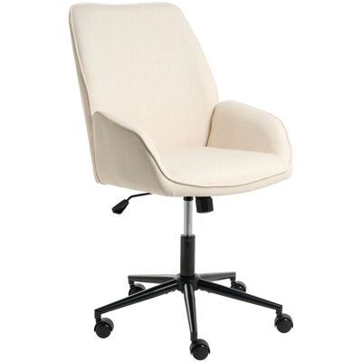 BELIANI Chaise De Bureau En Lin Synthétique Pivotante Hauteur D'Assise Réglable Blanc Cassé Castile - Publicité BELIANI Chaise De Bureau En Lin Synthétique Pivotante Hauteur D'Assise Réglable Blanc Cassé Castile - Publicité