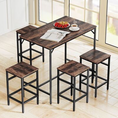 OEM Ensemble Table De Bar Industriel + 4 Tabourets Repose-pieds En Bois Couleur Chêne Cadre En Métal Noir - Publicité OEM Ensemble Table De Bar Industriel + 4 Tabourets Repose-pieds En Bois Couleur Chêne Cadre En Métal Noir - Publicité