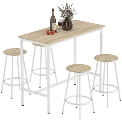 Generic Ensemble Table Haute Et 4 Tabourets Avec Repose-pieds Style Moderne, Structutre En Métal Effet Bois Naturel - Publicité Generic Ensemble Table Haute Et 4 Tabourets Avec Repose-pieds Style Moderne, Structutre En Métal Effet Bois Naturel - Publicité