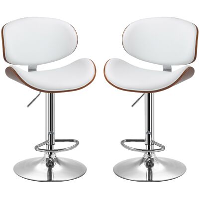 OEM Lot De 2 Chaises De Bar Tabouret Hauteur Réglable Revêtement Synthétique 53 X 52 X 92-112 Cm Blanc - Publicité OEM Lot De 2 Chaises De Bar Tabouret Hauteur Réglable Revêtement Synthétique 53 X 52 X 92-112 Cm Blanc - Publicité